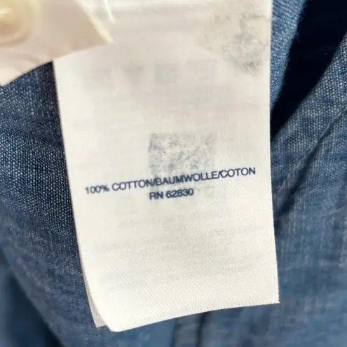 Lands' End  Womens Cotton Denim Chambray Shirt Dress Button Down Pockets Size 8