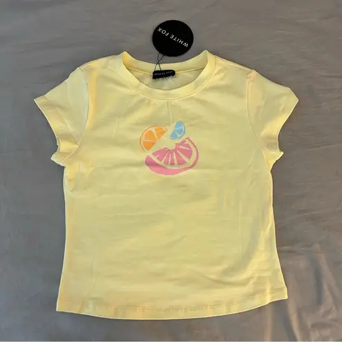 White Fox Boutique Give Up All My Time Baby Tee in Lemon (Yellow) and size small
