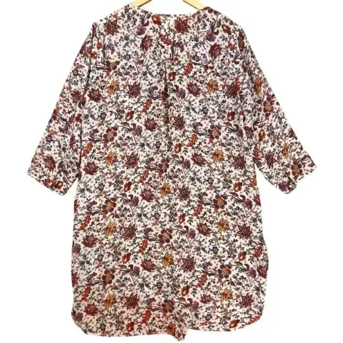 Fig & Flower Womens Multicolor Floral Tunic‎ Polyester Long Sleeve Shift Dress L Size L