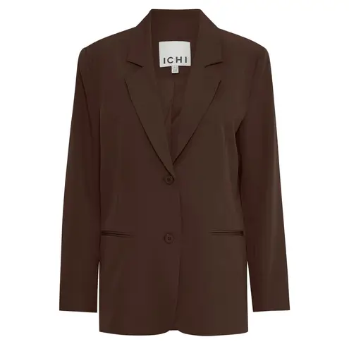 ICHI NWT Java Brown IHKATE SUS Oversized Button Loose Fit Blazer Medium