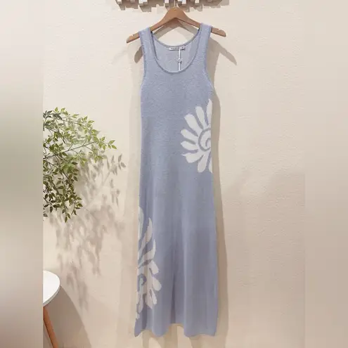 Mon Renn Sleeveless Symbolic Knit Sweater Dress Heron Blue Size Small NWT