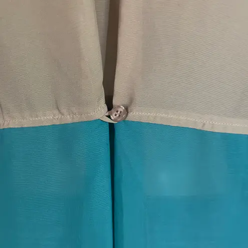 Ali & Kris Color Block Roll Tab Sleeve Blouse