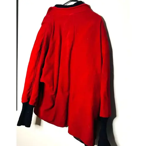 Vintage Portrait Red Wool Blend Sweater Cuff Button Front Jacket Size Medium