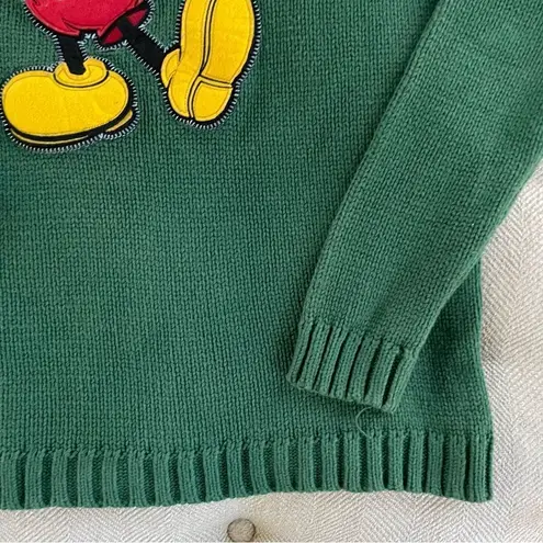 Disney Mickey Mouse Felted Applique Cotton Sweater L