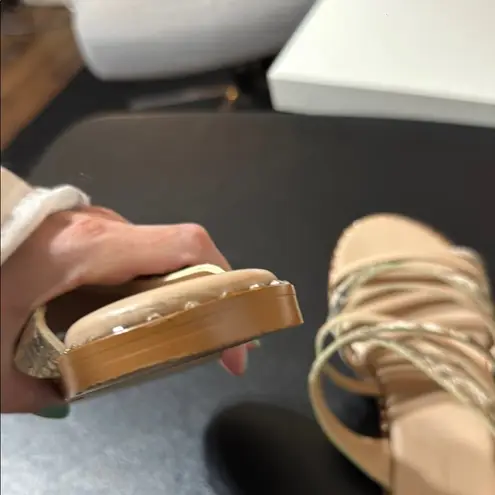 Charles David  Tan and Cream Sandals with Modern Straps