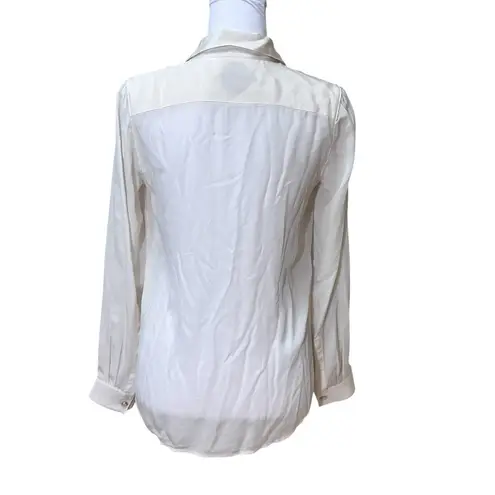 Robert Graham NWT 100% Silk Ivory Long Sleeve Button Down Shirt Blouse XS Lexi