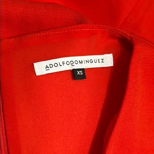 Adolfo Dominguez Red Short Sleeve V-Neck Cropped Jumpsuit