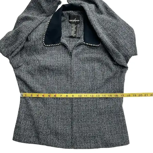 Positive Attitude Fitted Tweed Blazer Jacket Blue White Full Zip Preppy Work Size 10