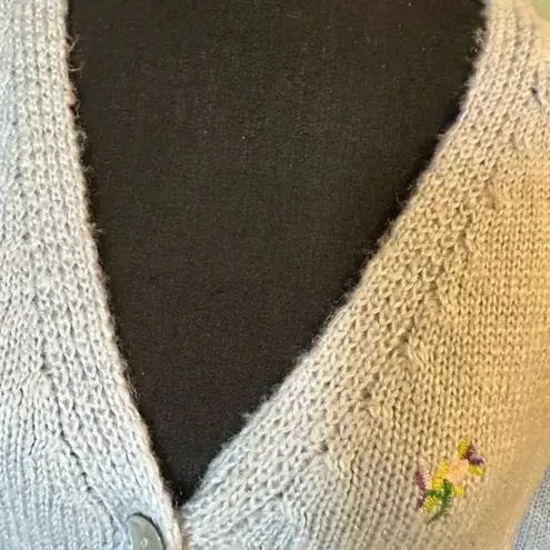 Cotton Emporium Light Blue Flower Embroidered Cardigan