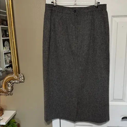 Sag Harbor Wool Blend Lined Charcoal Midi Skirt Size 12 Gray