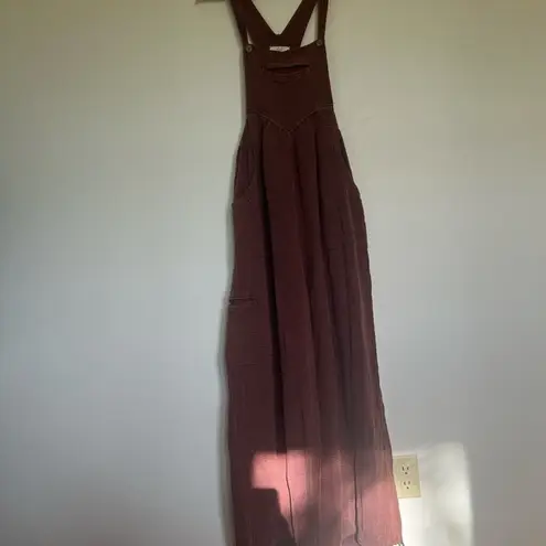 Chocolate Brown Cotton Overalls NWT Red Size M