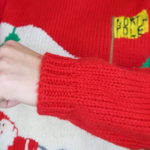 Vintage 90s Santa Claus Rudolph Red Turtleneck Sweater Size M
