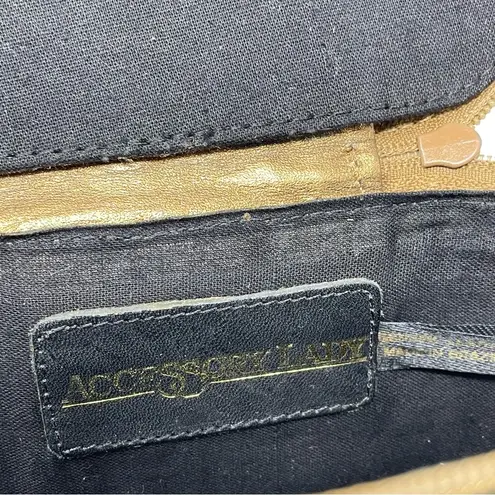 Vintage 90s Metallic Gold Braided Leather Mini Woven Basket Crossbody Purse Bag