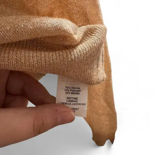 J. Crew Gold Metallic Knit Sweater Women's Medium – Shimmer Long Sleeve Pullover Tan