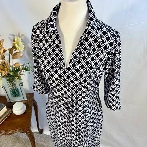 Jude Connally Megan Dress in Black Geo Link Print ~ Size Small🧡