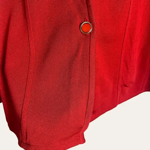 Misook Exclusively Solid Red Knit Button Front Sweater Jacket Size Medium