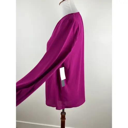 Cynthia Steffe Magenta V-Neck Blouse M | Bold Work-to-Wine Top, Style 8459051