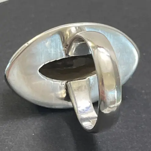 Marquis Smoky Quarts 925 Sterling Silver Ring Size 9 Black