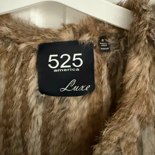 525 America Luxe Genuine Rabbit Fur Vest Brown Size Small – Excellent Condition
