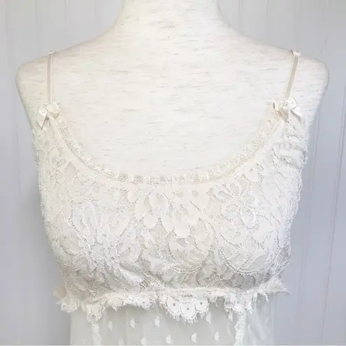 CLAIRE PETTIBONE Vintage Ivory Lace Slip Dress Nightgown Robe Sheer Fairy Small White