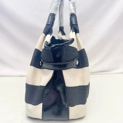 Kate Spade New  Black & Cream Stevie Jubilee Stripe Canvas Hobo Bag Purse