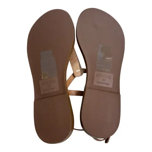 Soludos New Classic Tan Leather Thong Sandals Women’s Size 10 Espadrille Sole
