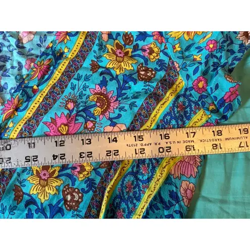 Pretty Garden Wrap Short Sleeve Maxi Dress Colorful Beautiful Boho Prairie sz M Size M