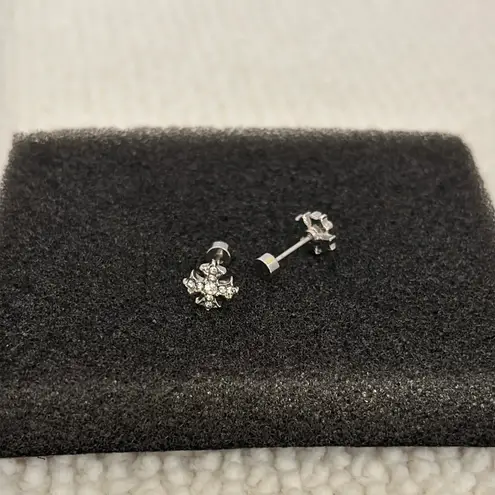 Small CZ Cross Stud Earrings for Men Women Screw Back Design Unisex Earrings Hip Hop Punk Streetwear Gold