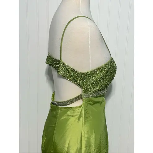 Marsoni Prom Gown Maxi Length Beaded Open Back Sweetheart Neckline Green 14 Green