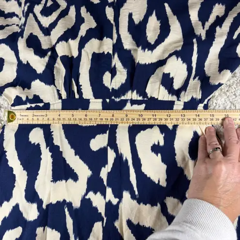 Molly Bracken Maxi Dress Navy Cream Abstract Print Flutter Sleeve V Neck S