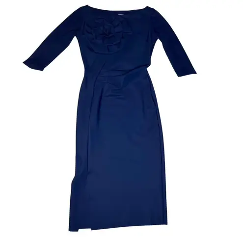 Chiara Boni La Petite Robe Rosette Sheath Dress Navy Italy 40 US 4 Retail $1,095