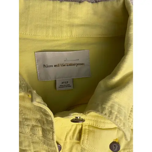 Pilcro and the Letterpress Anthropologie Pilcro and the Letterpress Yellow Denim Jacket Size Large Petite