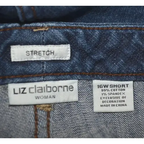 Liz Claiborne Woman Size 16W Short Classic Straight Leg Stretch Denim Jeans