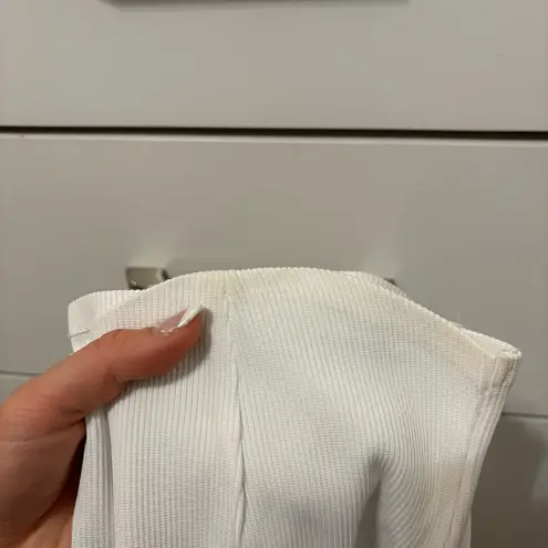 Maniere De Voir Ribbed Underbust Crop Top White NWT