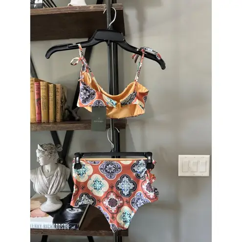 Juan De Dios San Miguel Tank Bikini High Rise Bottoms Terracotta Mosaic Womens S Pink Size XS