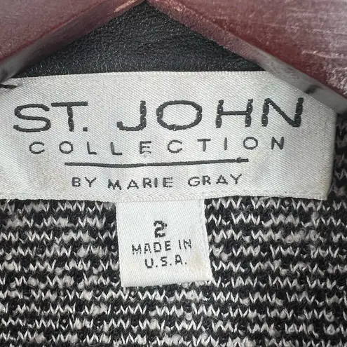 St. John Blazer Size 2 Black Leather Detail 3 Button