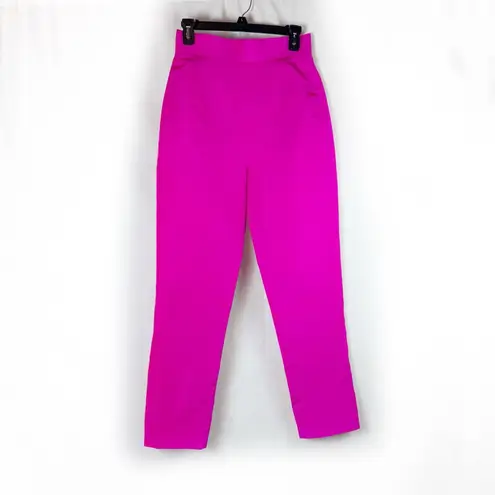 Alexia Maria Silk Faille Cigarette Pants Magenta Berry Pink High Waist Sz 6 NWT
