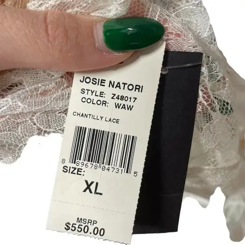 Josie Natori Chantilly Bordered Lace Chemise Lingerie White Size XL