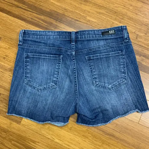 Kut From The Kloth  Gidget Denim Shorts Womens 8 Distressed Fray Hem Dark‎ Wash