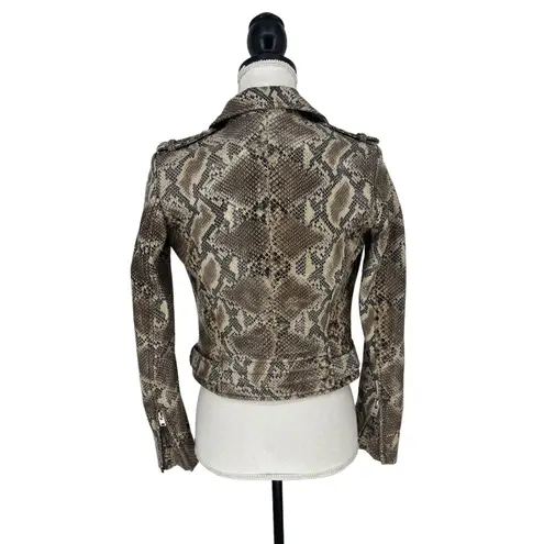 IRO Luiga Snake-Effect Leather Biker Jacket