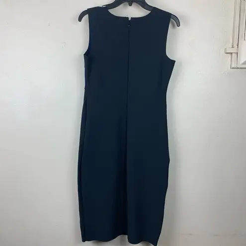 Emporio Armani  Dress Black Blue Fitted Career Sleeveless Color block 42 Midi