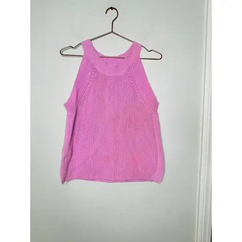 525 America Purple 100% Cotton Halter Neckline Knit Sweater Tank Top Size XL