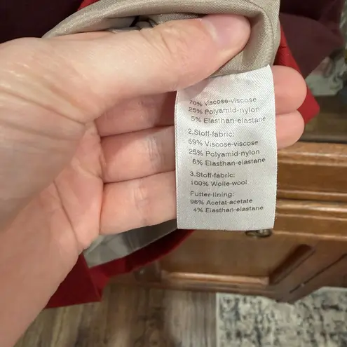 Akris PUNTO Sz US 4 Tan Maroon Red Fall Sheath Dress Viscose Wool Blend