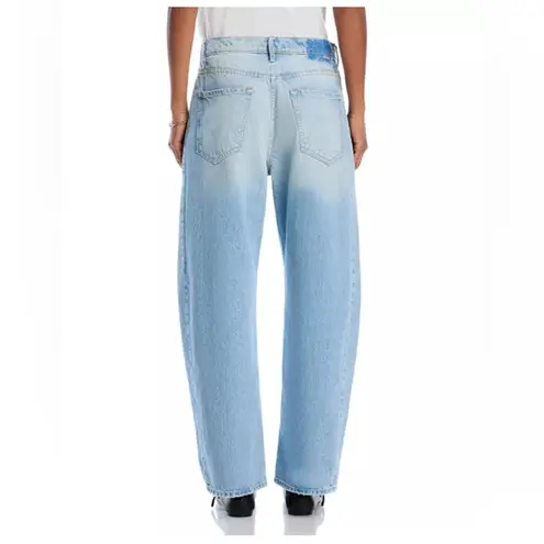 NWT MOTHER The Full Pipe Flood High Rise Barrel Jeans in Back Pedal Sz30 Blue Size 30