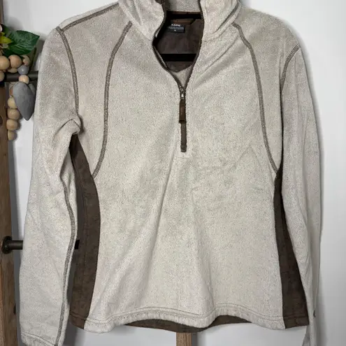 Kuhl Womens Fleece Quarter Zip Pullover Top Tan Brown Stitched Size Medium - Image 3