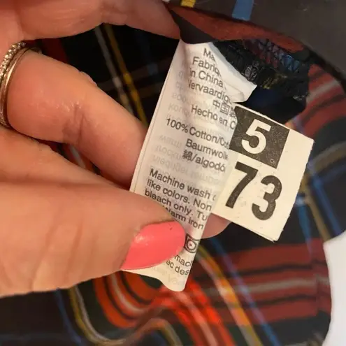 J.Crew plaid tartan cotton button detail blouse size 0 Red