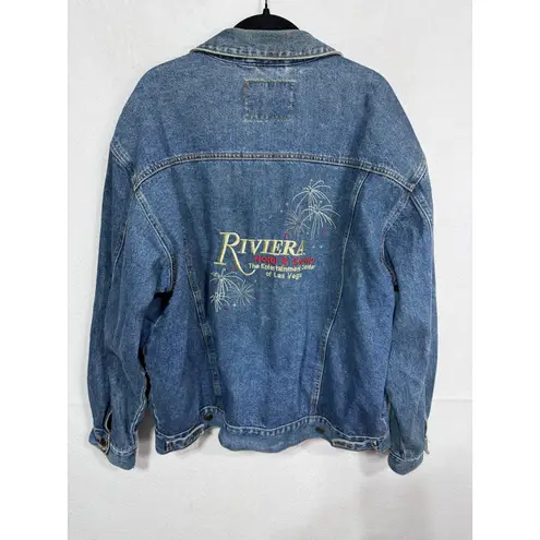 Vintage Riviera Blues Las Vegas Denim Jacket Riviera Hotel Casino Fireworks L Blue Size L