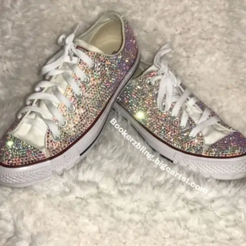 Bling LOW TOP Shoes Rhinestone Custom Sneakers Pink Size 7