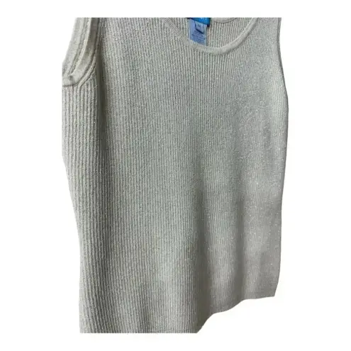 Revolve U-Knit Ribbed Sparkle Sleeveless Cream‎ Beige Blouse Tank Size M Silk Blend