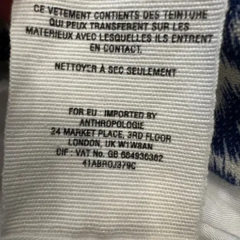 Anthropologie Cartonnier Limpopo Blue White Leopard Print Blazer Size XS